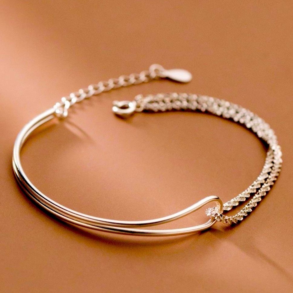 Licol Bracelet Italy .925 Silver Mixed Tubular + Chain Style - Picture 4 of 15